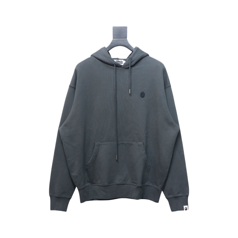 EM Sneakers BAPE 24FW Washed Embroidered Small Logo Hoodie Grey