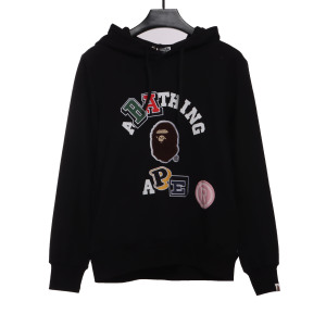 EM Sneakers BAPE Ape Head Logo Colorful Print Hoodie Black