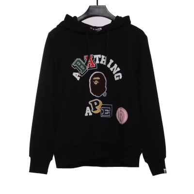 EM Sneakers BAPE Ape Head Logo Colorful Print Hoodie Black 01