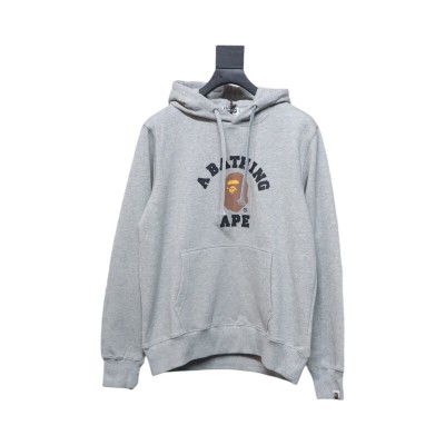 EM Sneakers BAPE Ape Head Logo Print Hoodie Grey 01