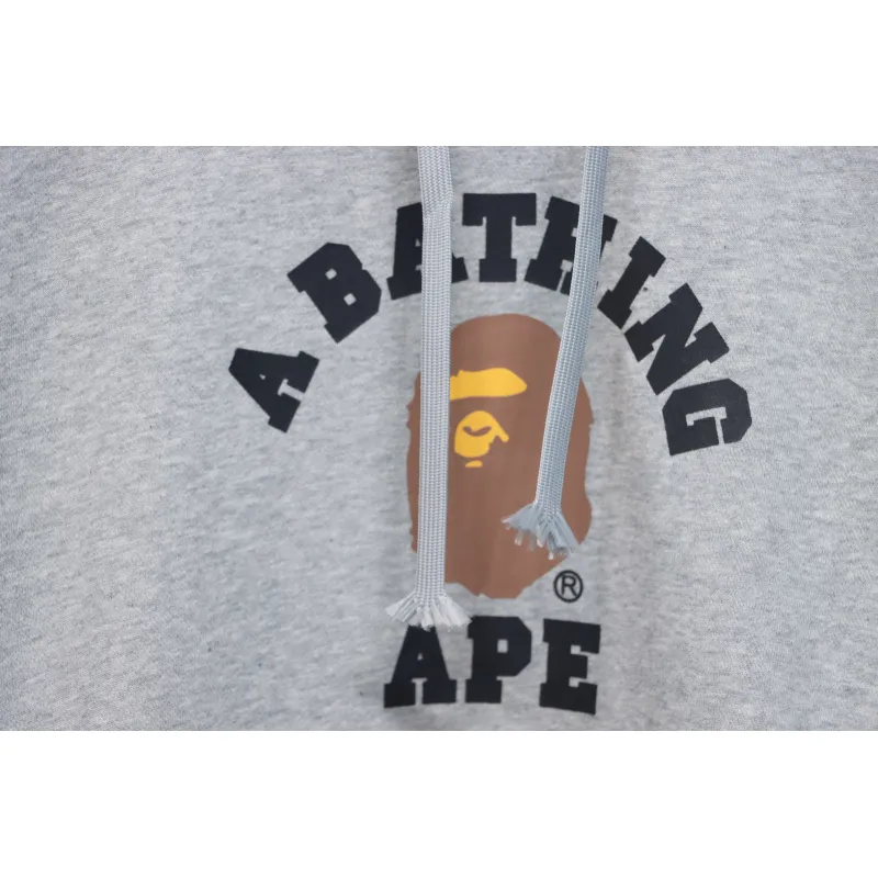 EM Sneakers BAPE Ape Head Logo Print Hoodie Grey