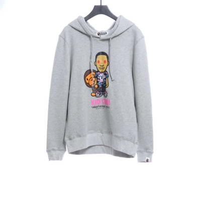 EM Sneakers BAPE KID CUDI Cartoon Character Hoodie Grey 01