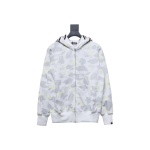 EM Sneakers BAPE Shark Head Tiger Head Zipper Luminous Camouflage Double Hooded Hoodie Gray and White