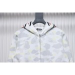 EM Sneakers BAPE Shark Head Tiger Head Zipper Luminous Camouflage Double Hooded Hoodie Gray and White
