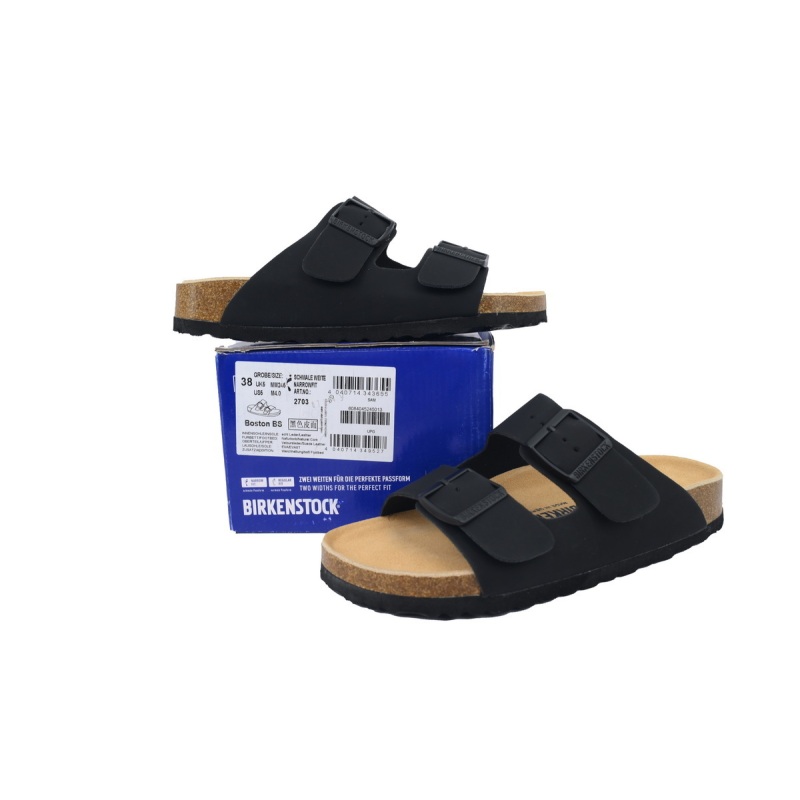 EM Sneakers Birkenstock Boston Soft Footbed Slipper Black Leather Surface
