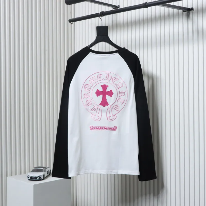 EM Sneakers Chrome Hearts 25FW Embroidered Horseshoe Patchwork Long Sleeves Black and White