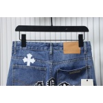 EM Sneakers Chrome Hearts Black and White Cross-patterned Jeans with Sanskrit on the Back