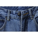 EM Sneakers Chrome Hearts Blue and White Cross-patterned Jeans with Sanskrit on the Back