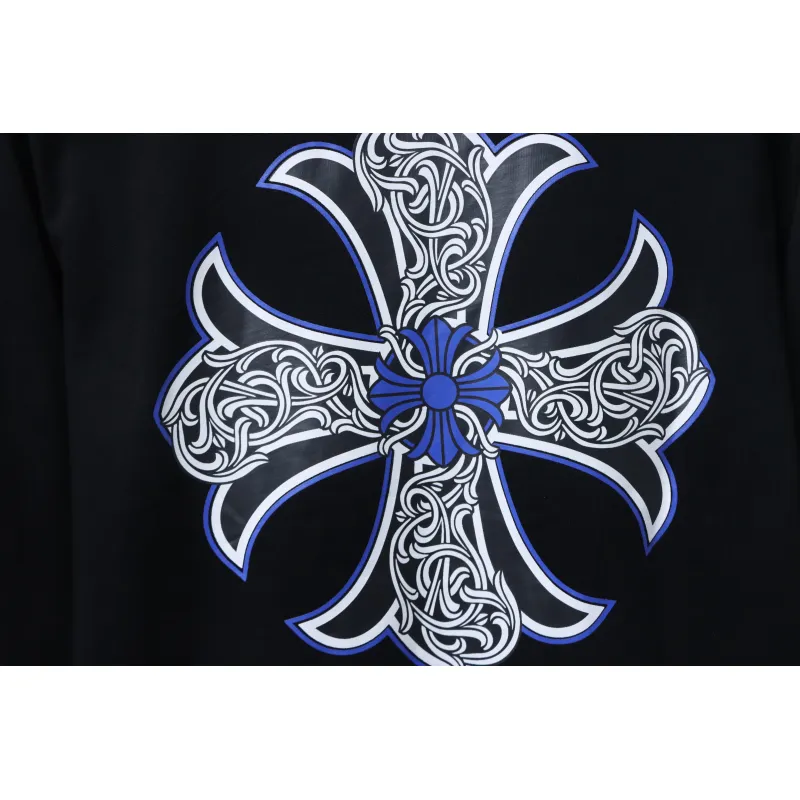 EM Sneakers Chrome Hearts CH 25ss Blue Horseshoe Cross Round Neck Long Sleeve Black