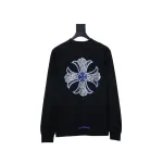 EM Sneakers Chrome Hearts CH 25ss Blue Horseshoe Cross Round Neck Long Sleeve Black