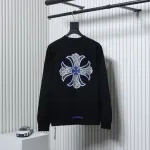 EM Sneakers Chrome Hearts CH 25ss Blue Horseshoe Cross Round Neck Long Sleeve Black