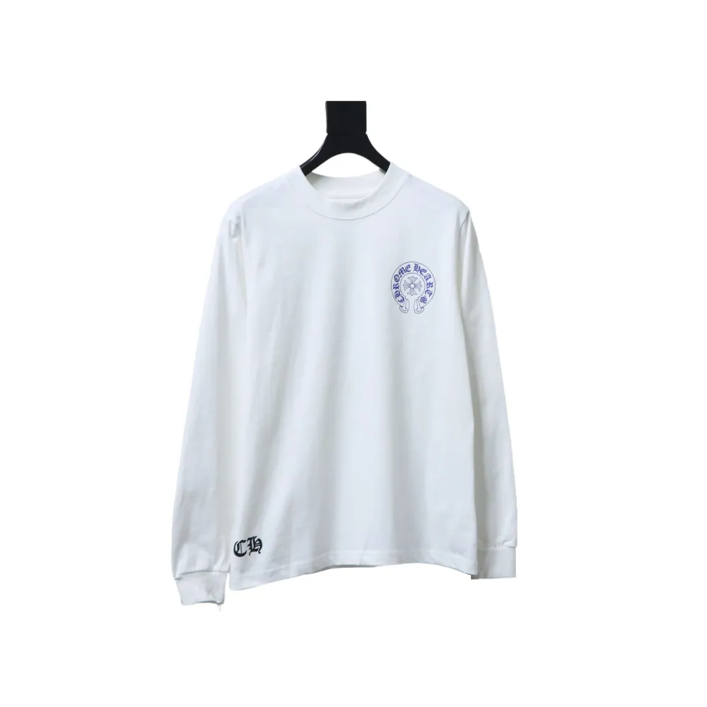 EM Sneakers Chrome Hearts CH 25ss Blue Horseshoe Cross Round Neck Long Sleeve White