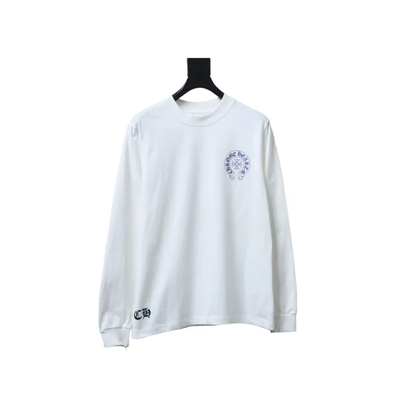 EM Sneakers Chrome Hearts CH 25ss Blue Horseshoe Cross Round Neck Long Sleeve White
