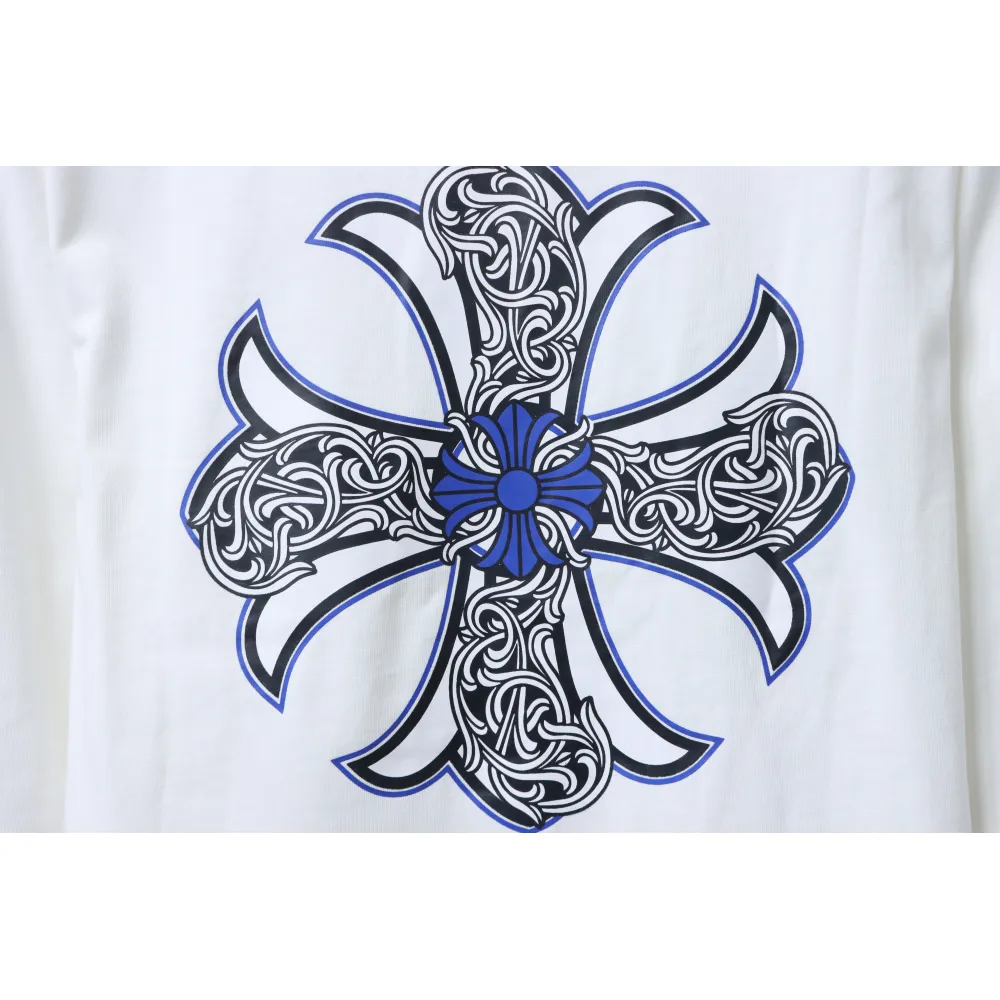 EM Sneakers Chrome Hearts CH 25ss Blue Horseshoe Cross Round Neck Long Sleeve White