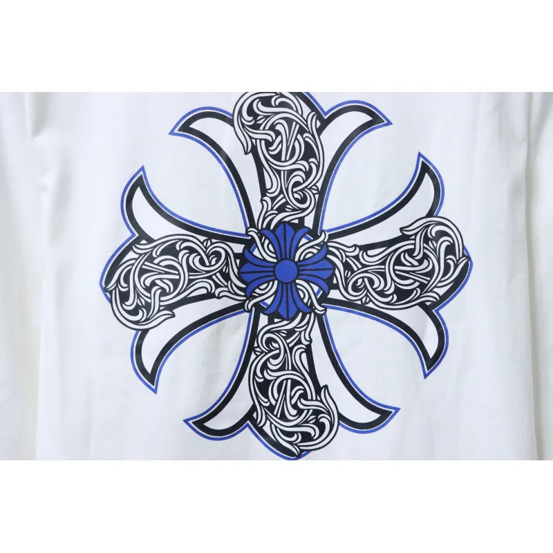 EM Sneakers Chrome Hearts CH 25ss Blue Horseshoe Cross Round Neck Long Sleeve White
