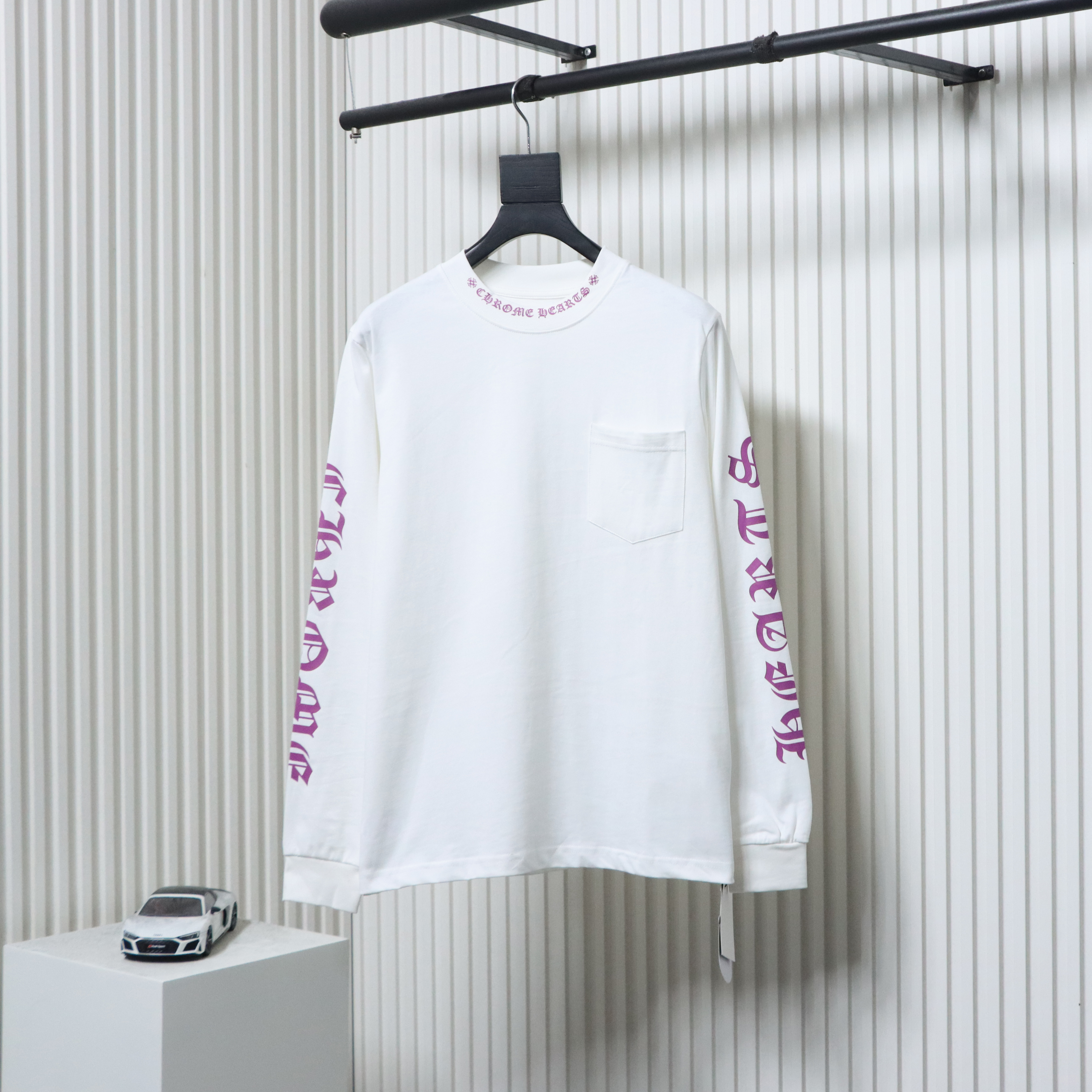 EM Sneakers Chrome Hearts CH 25ss Collar Color Sanskrit Round Neck Long Sleeve White