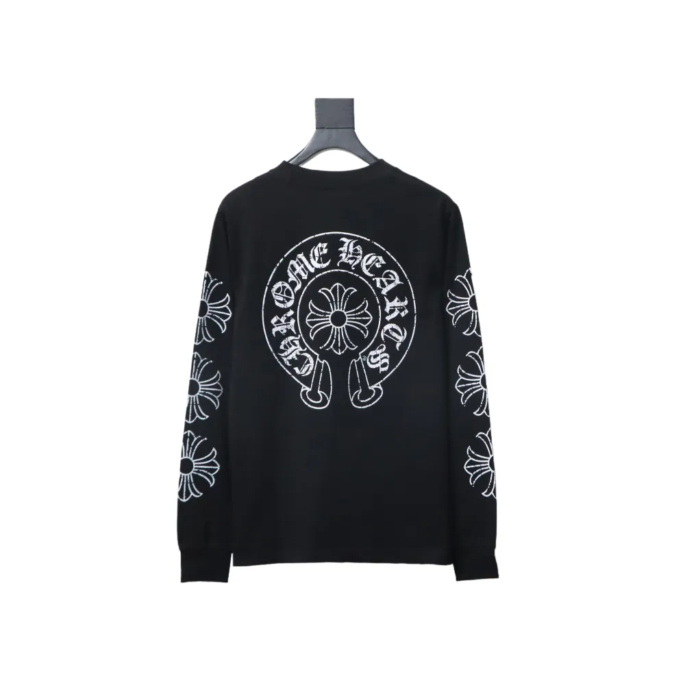 EM Sneakers Chrome Hearts CH 25ss Damaged Horseshoe Round Neck Long Sleeve Black