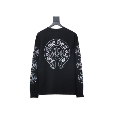 EM Sneakers Chrome Hearts CH 25ss Damaged Horseshoe Round Neck Long Sleeve Black 02
