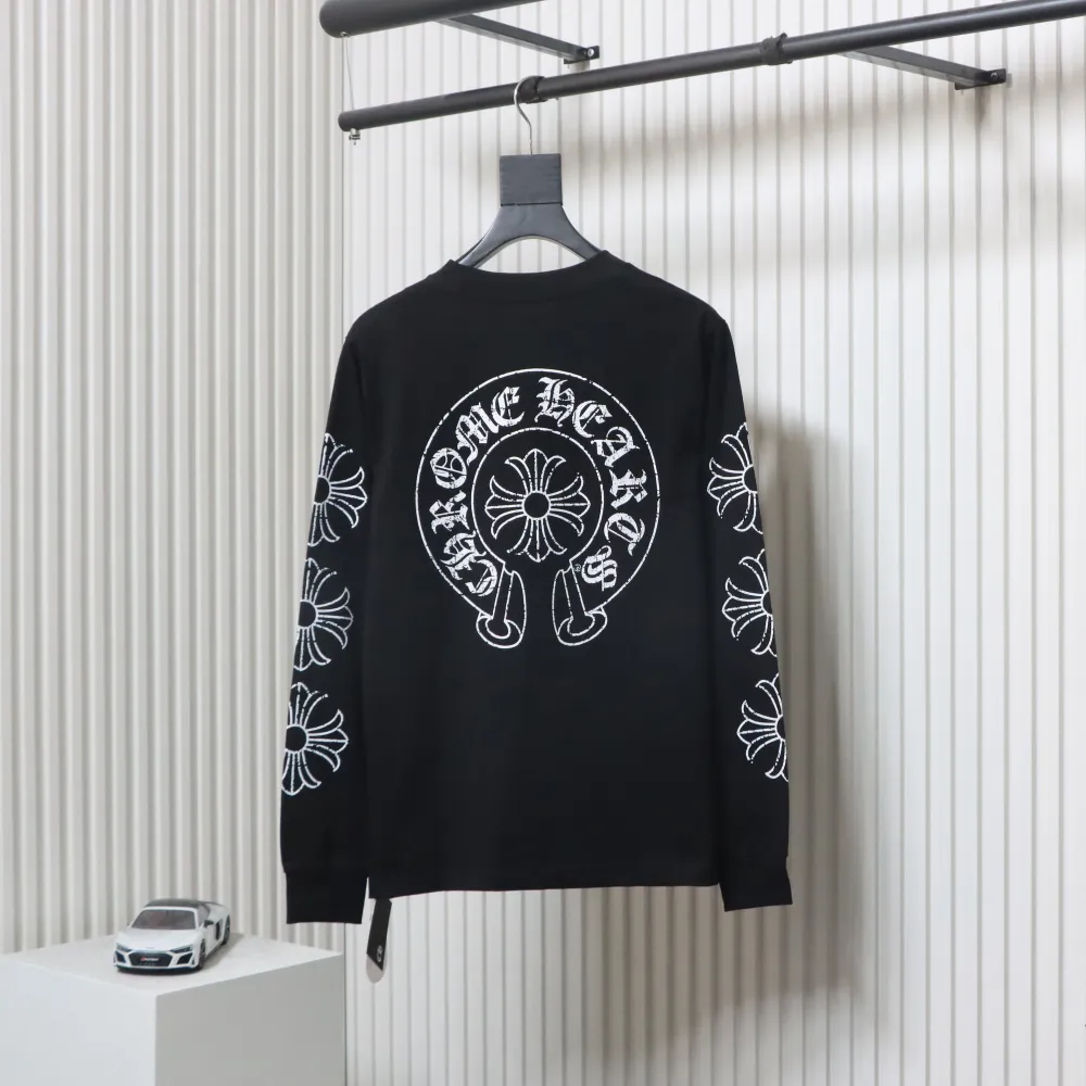 EM Sneakers Chrome Hearts CH 25ss Damaged Horseshoe Round Neck Long Sleeve Black