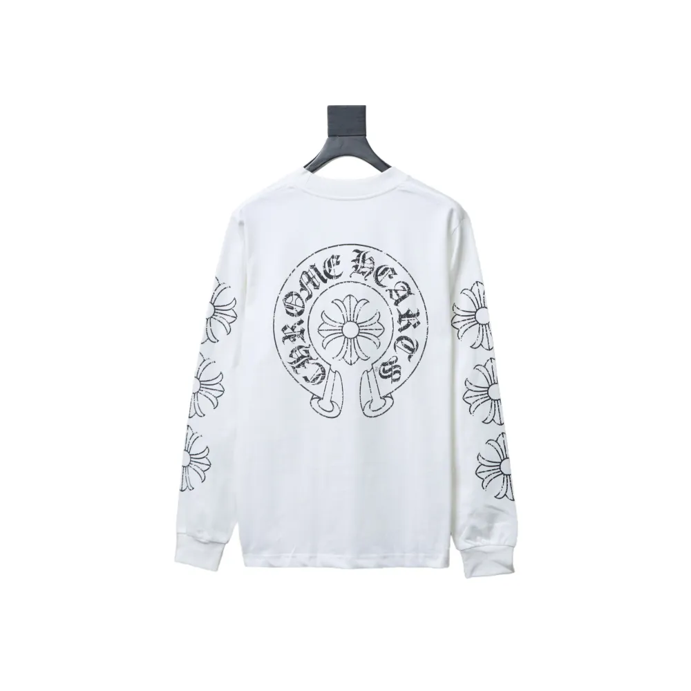EM Sneakers Chrome Hearts CH 25ss Damaged Horseshoe Round Neck Long Sleeve White