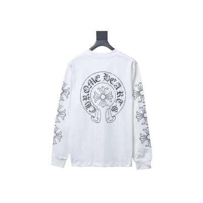 EM Sneakers Chrome Hearts CH 25ss Damaged Horseshoe Round Neck Long Sleeve White 02