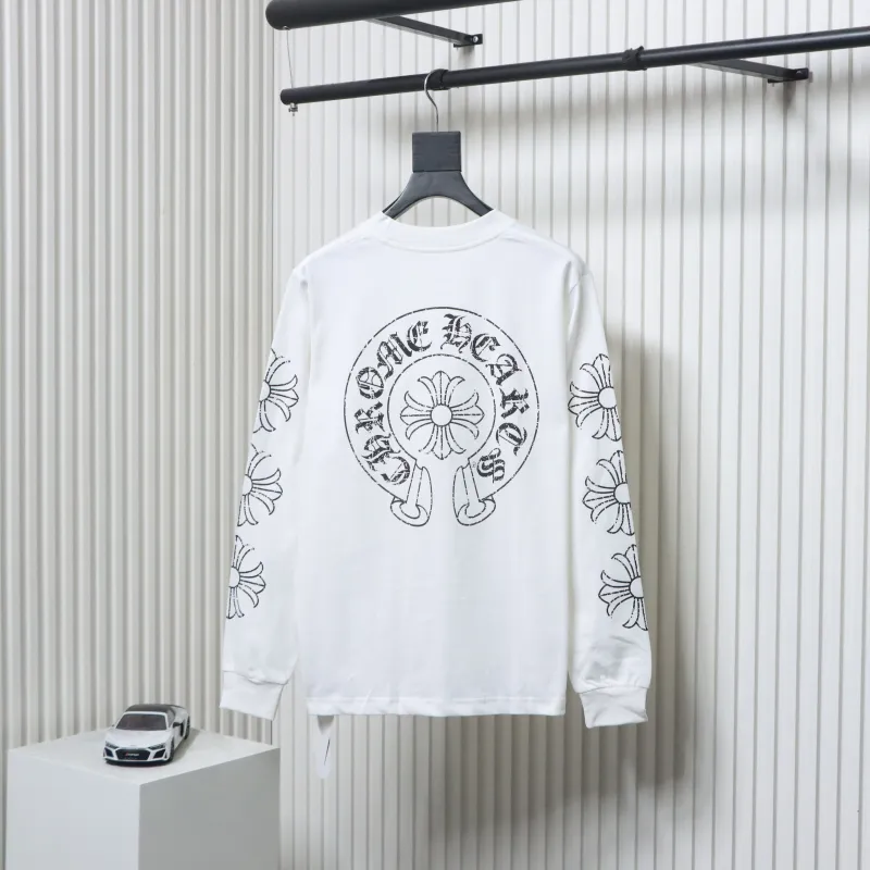 EM Sneakers Chrome Hearts CH 25ss Damaged Horseshoe Round Neck Long Sleeve White