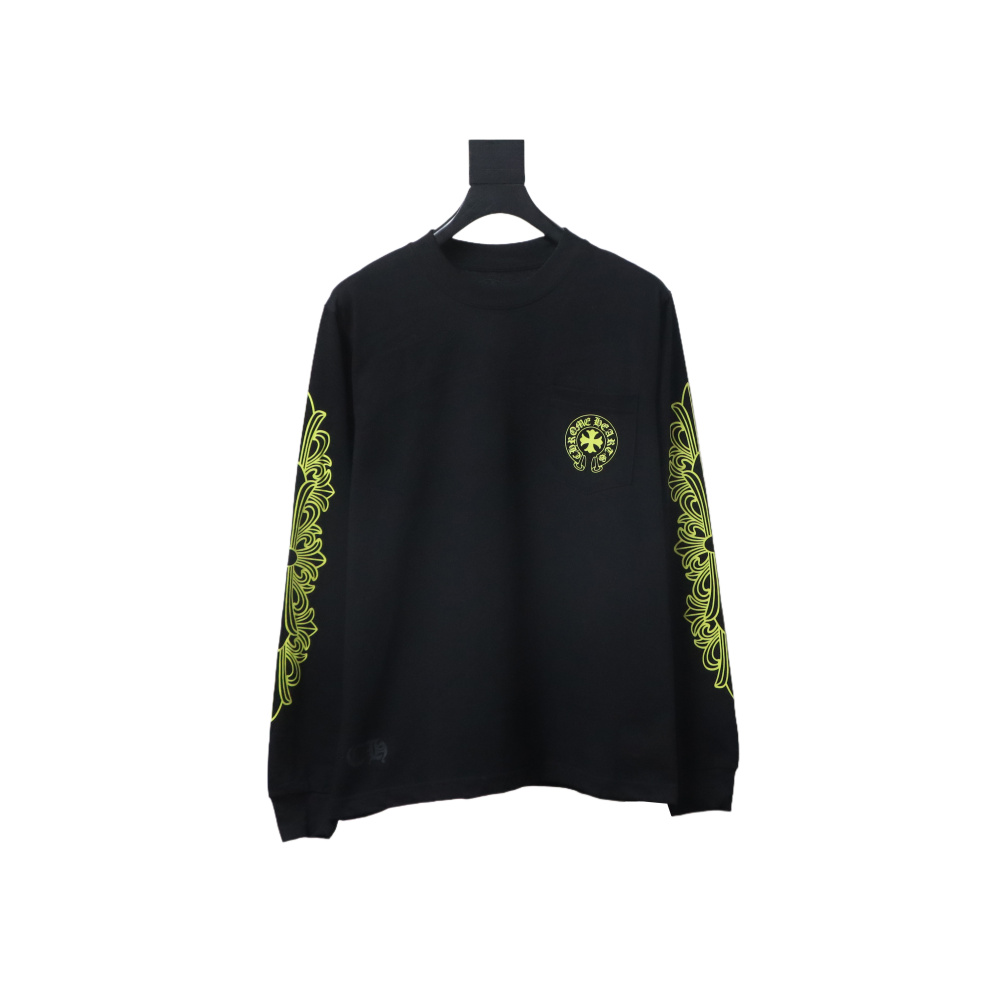 EM Sneakers Chrome Hearts CH 25ss Sanskrit Lemon Green Round Neck Long Sleeve Black