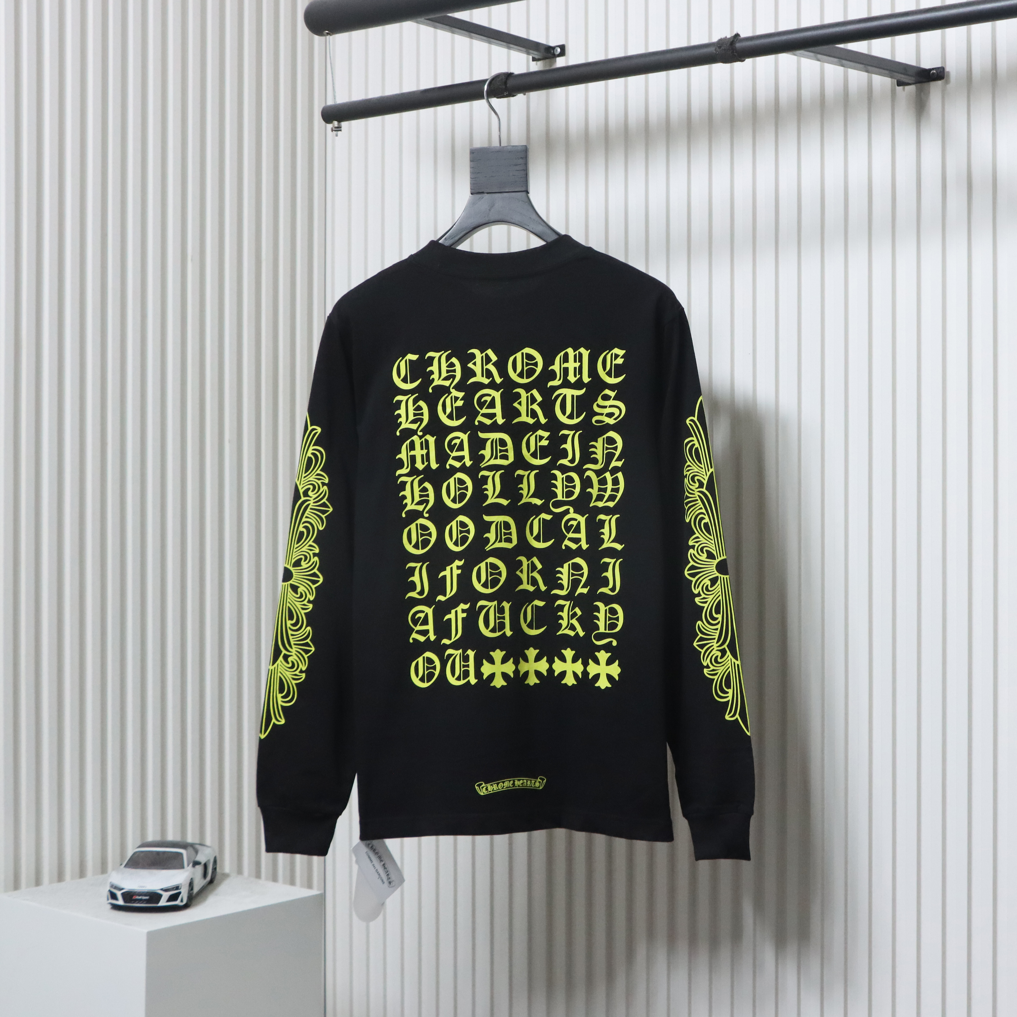 EM Sneakers Chrome Hearts CH 25ss Sanskrit Lemon Green Round Neck Long Sleeve Black