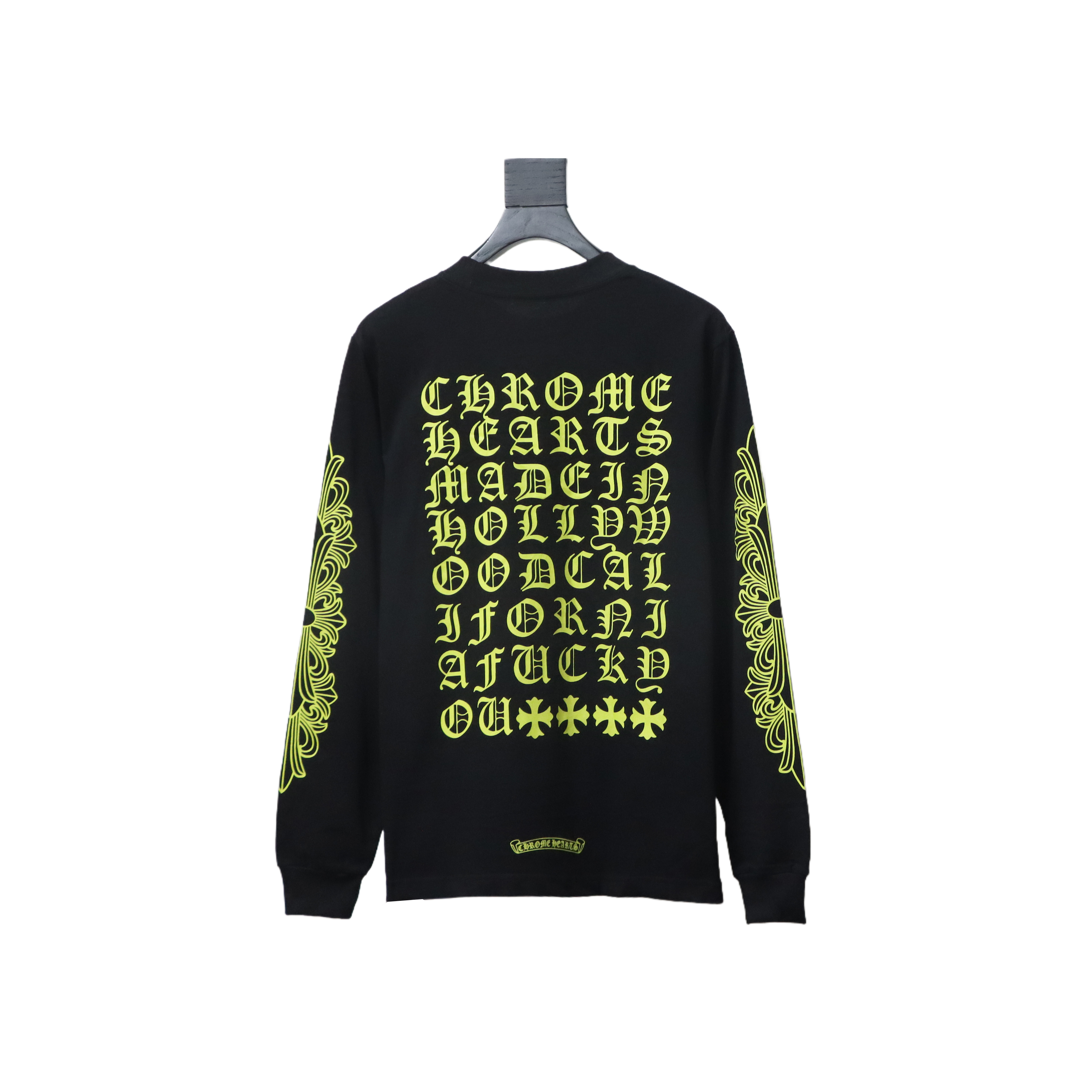 EM Sneakers Chrome Hearts CH 25ss Sanskrit Lemon Green Round Neck Long Sleeve Black