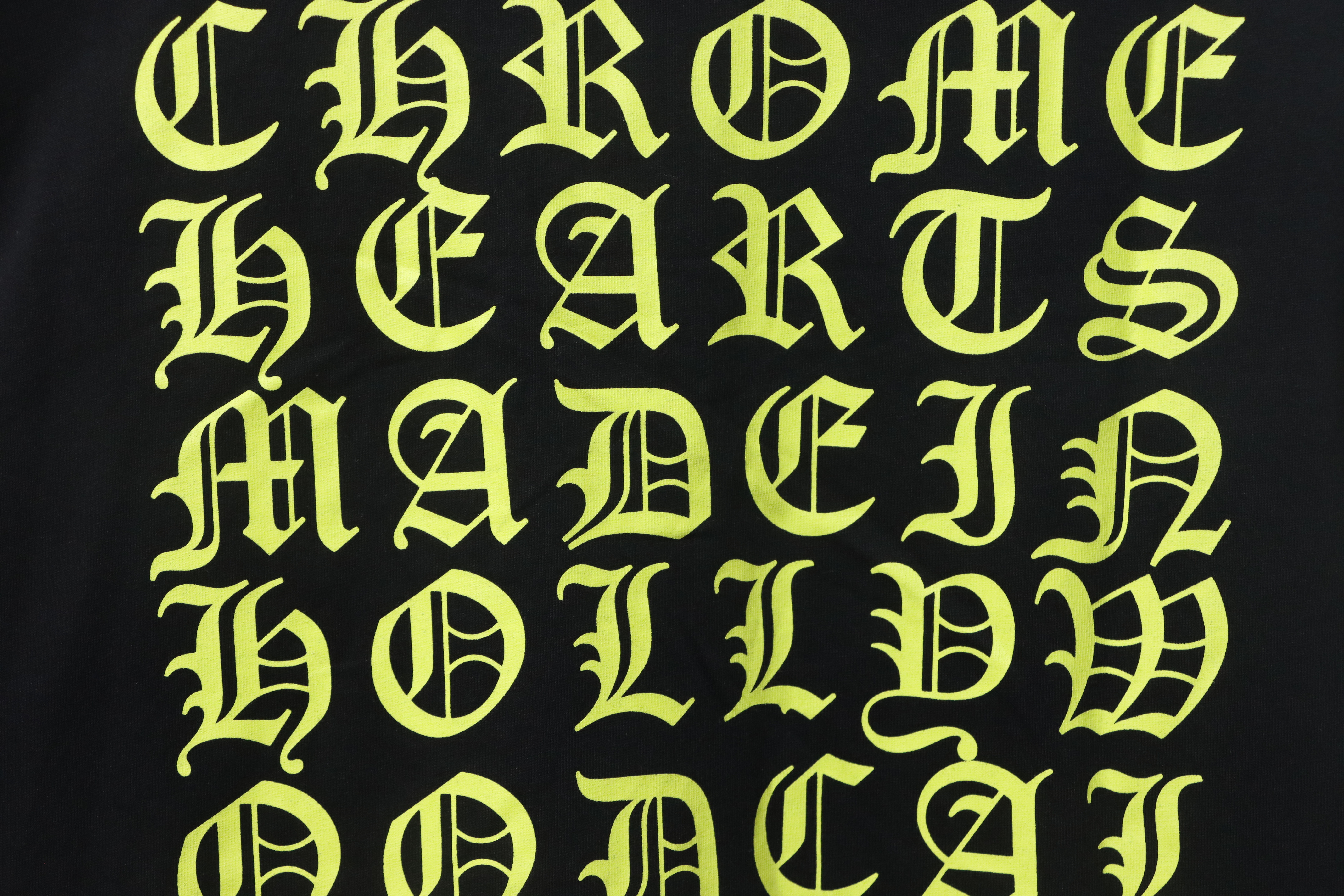 EM Sneakers Chrome Hearts CH 25ss Sanskrit Lemon Green Round Neck Long Sleeve Black