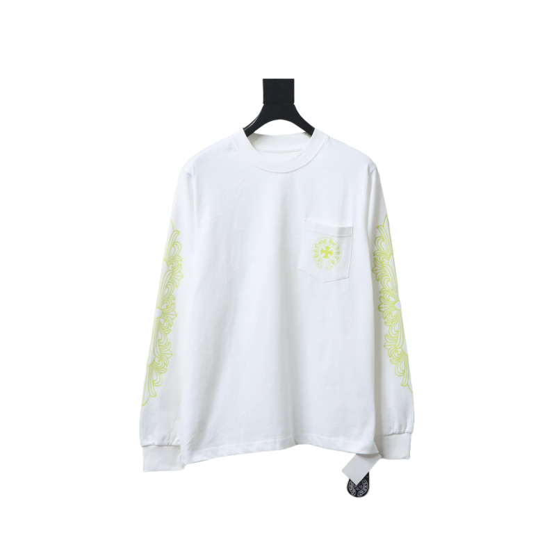 EM Sneakers Chrome Hearts CH 25ss Sanskrit Lemon Green Round Neck Long Sleeve White