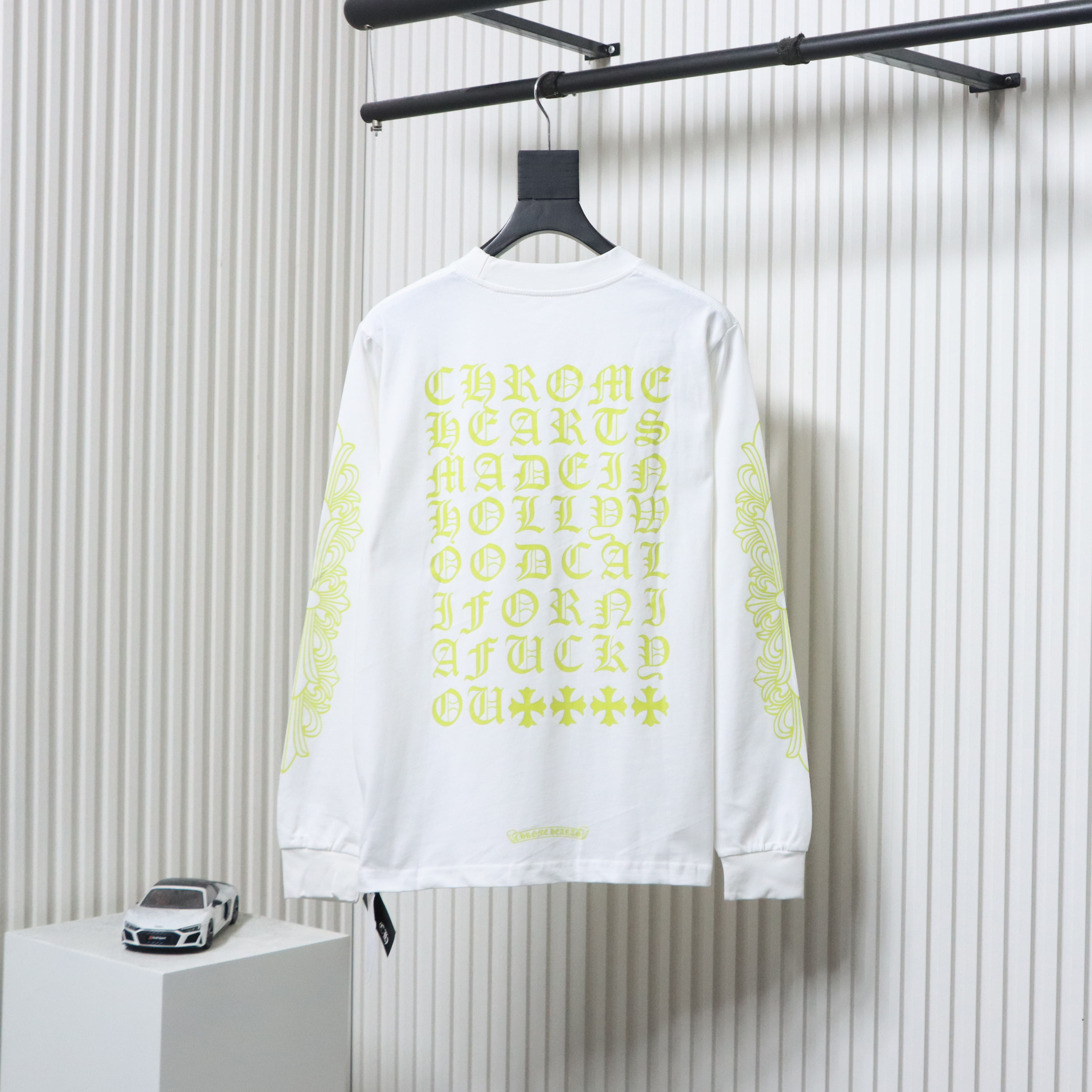 EM Sneakers Chrome Hearts CH 25ss Sanskrit Lemon Green Round Neck Long Sleeve White