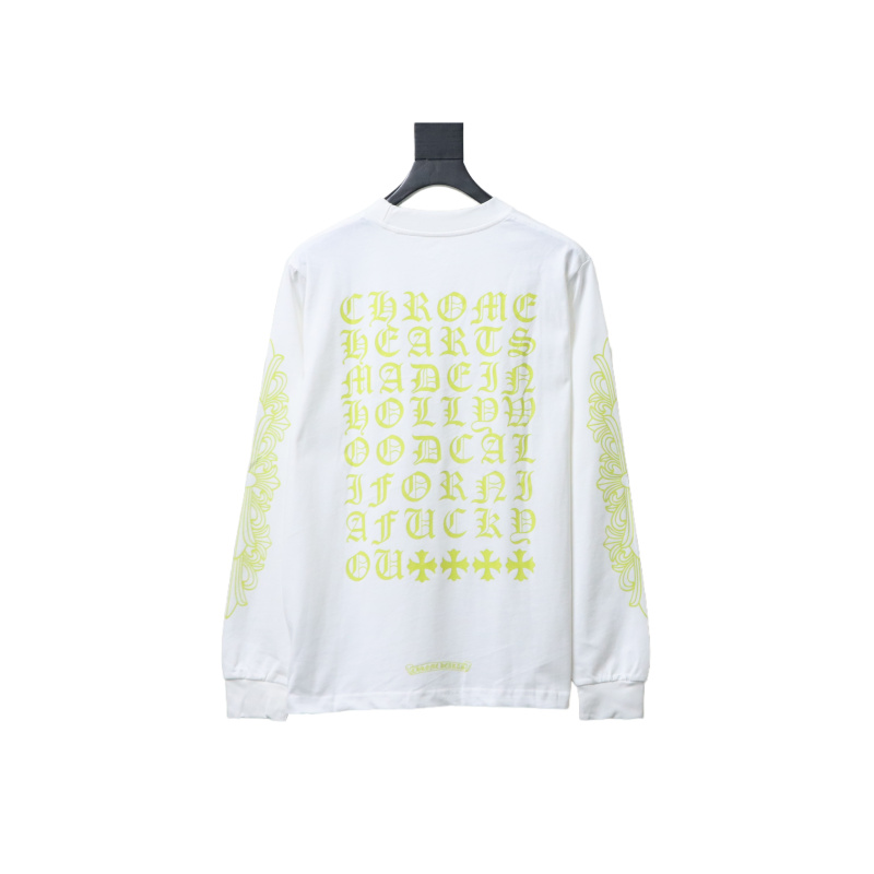 EM Sneakers Chrome Hearts CH 25ss Sanskrit Lemon Green Round Neck Long Sleeve White