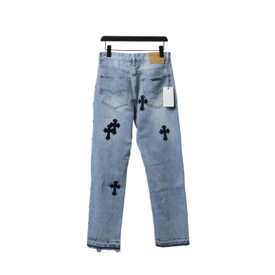 EM Sneakers Chrome Hearts Cross Leather Straight Jeans Blue 01