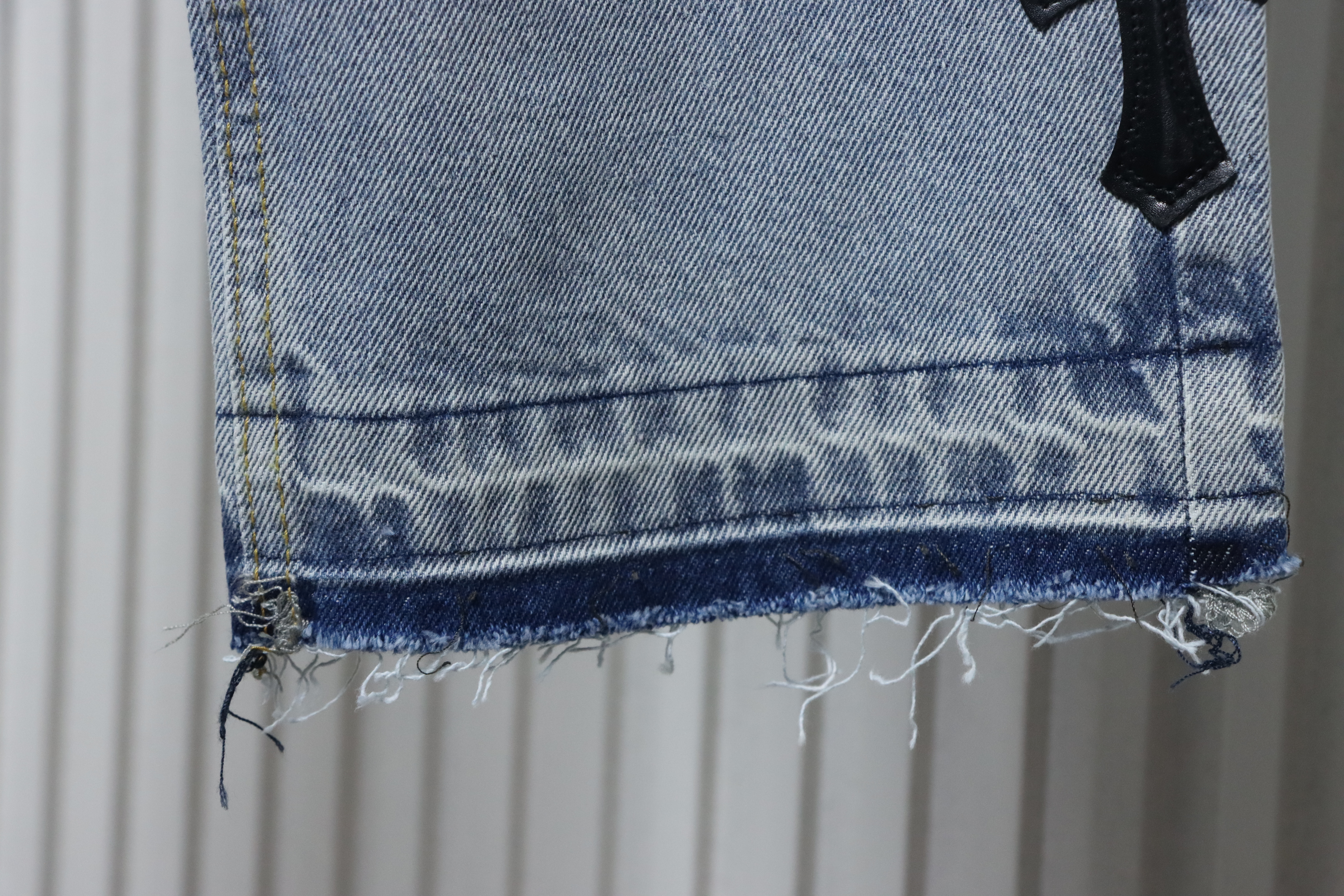 EM Sneakers Chrome Hearts Cross Leather Straight Jeans Blue