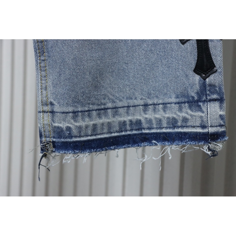 EM Sneakers Chrome Hearts Cross Leather Straight Jeans Blue