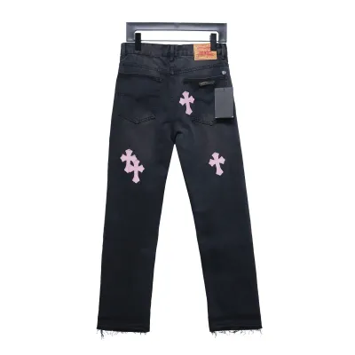 EM Sneakers Chrome Hearts Leather Pink Cross Jeans 02