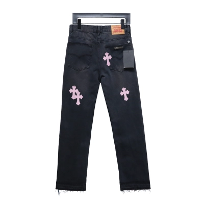 EM Sneakers Chrome Hearts Leather Pink Cross Jeans 02
