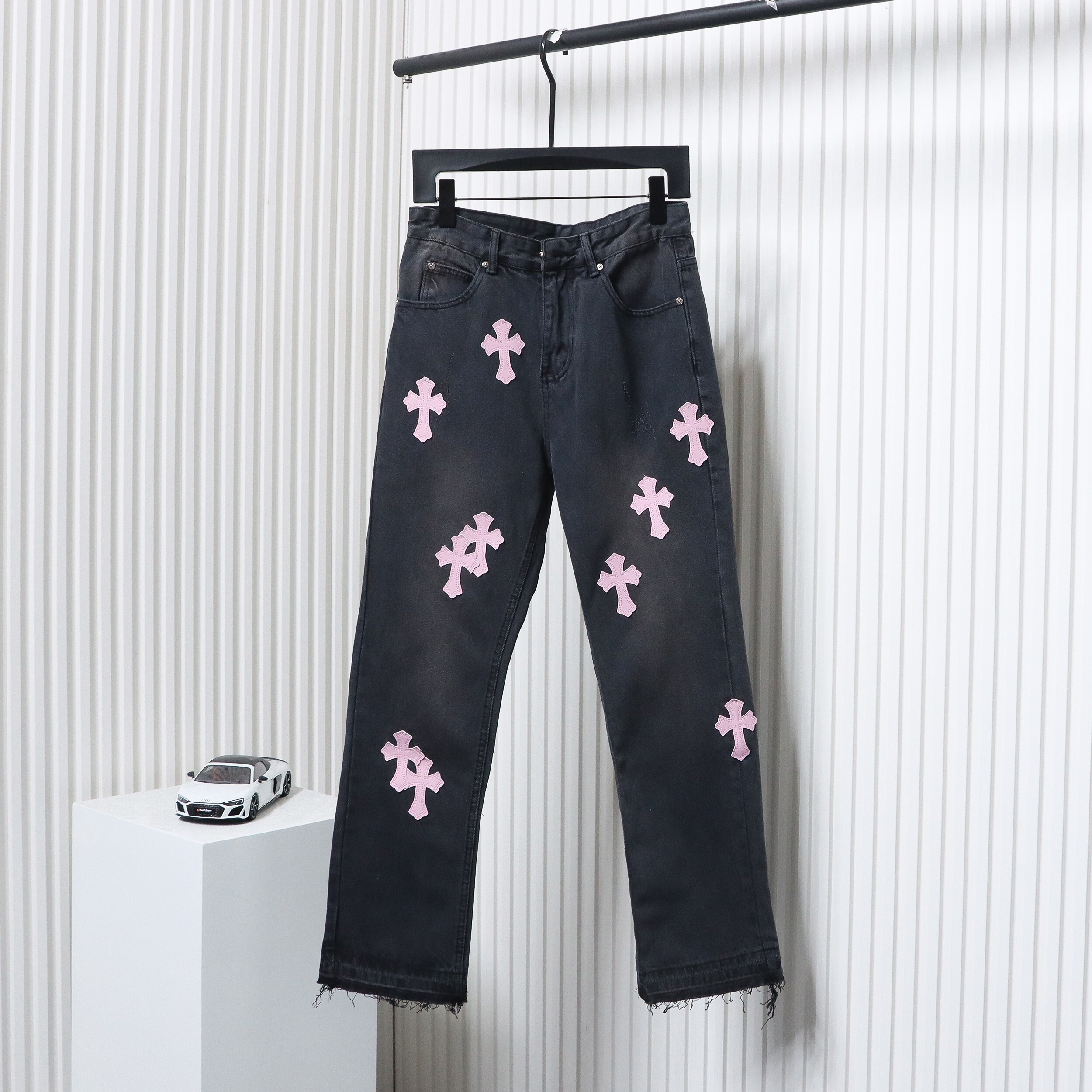 EM Sneakers Chrome Hearts Leather Pink Cross Jeans