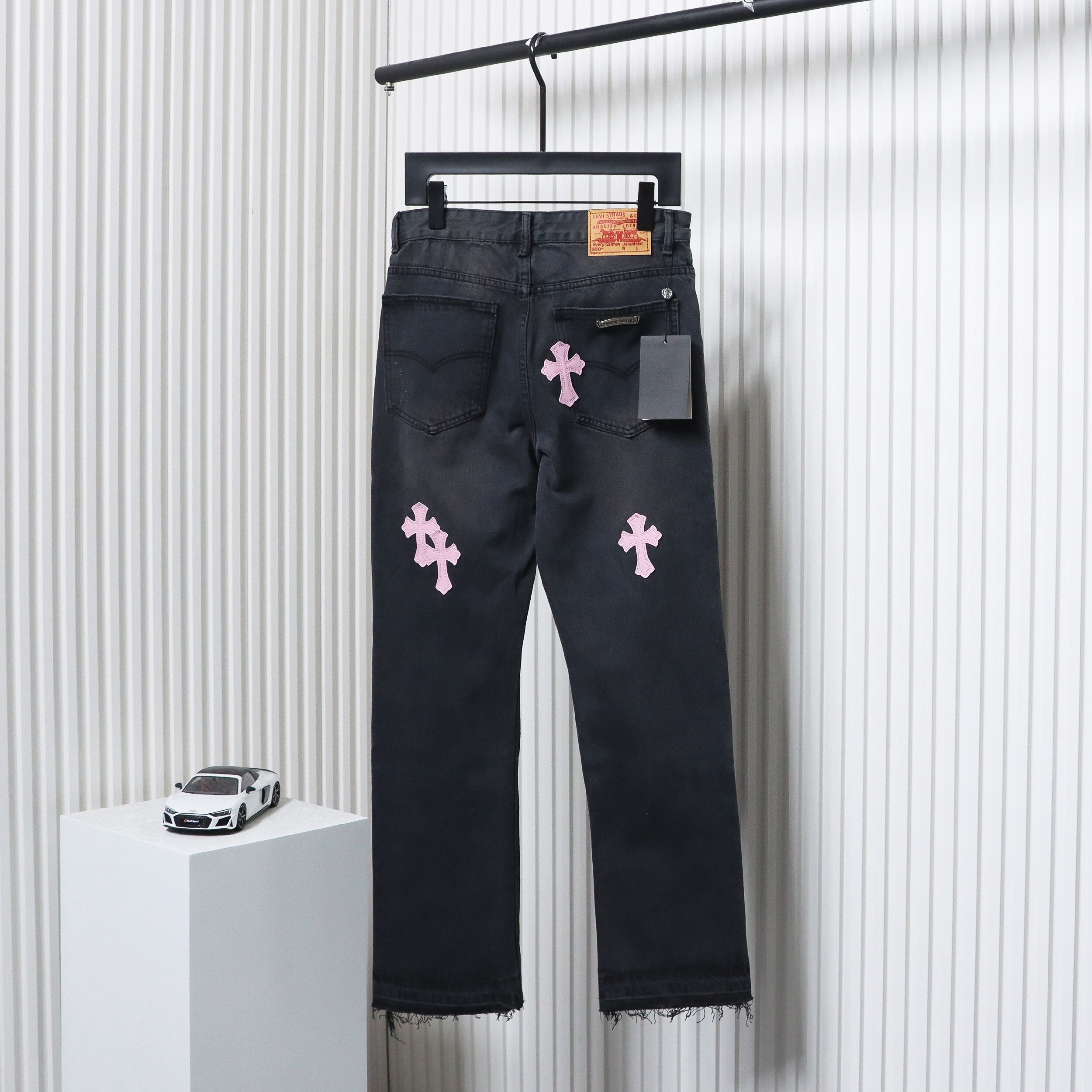 EM Sneakers Chrome Hearts Leather Pink Cross Jeans