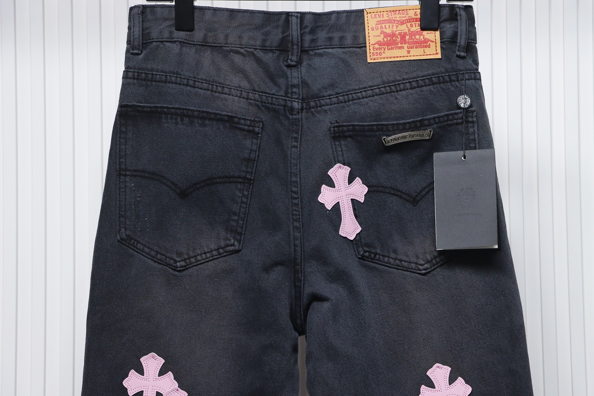 EM Sneakers Chrome Hearts Leather Pink Cross Jeans