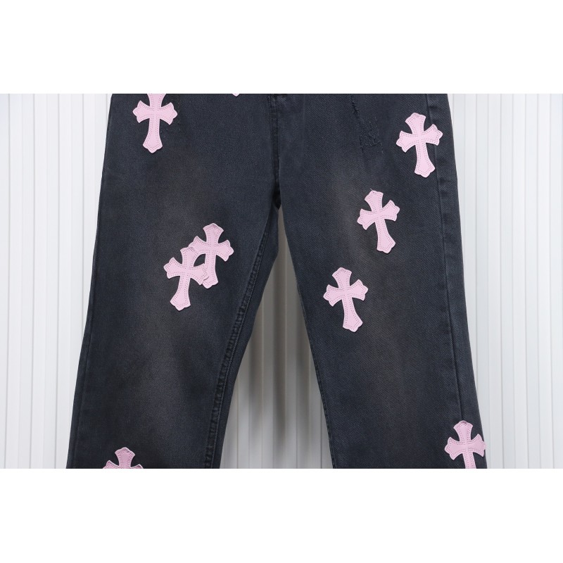 EM Sneakers Chrome Hearts Leather Pink Cross Jeans