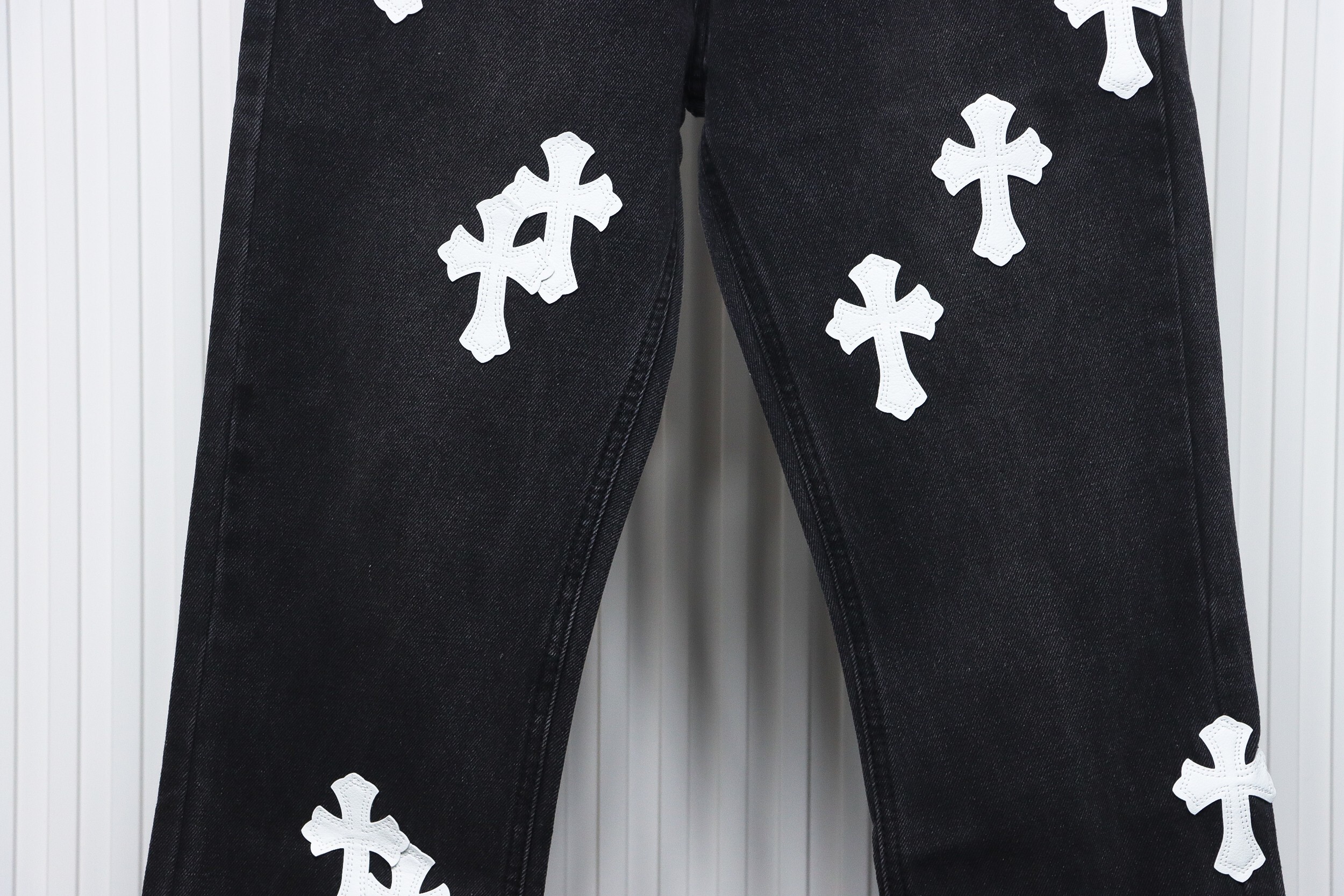 EM Sneakers Chrome Hearts Leather White Cross Jeans