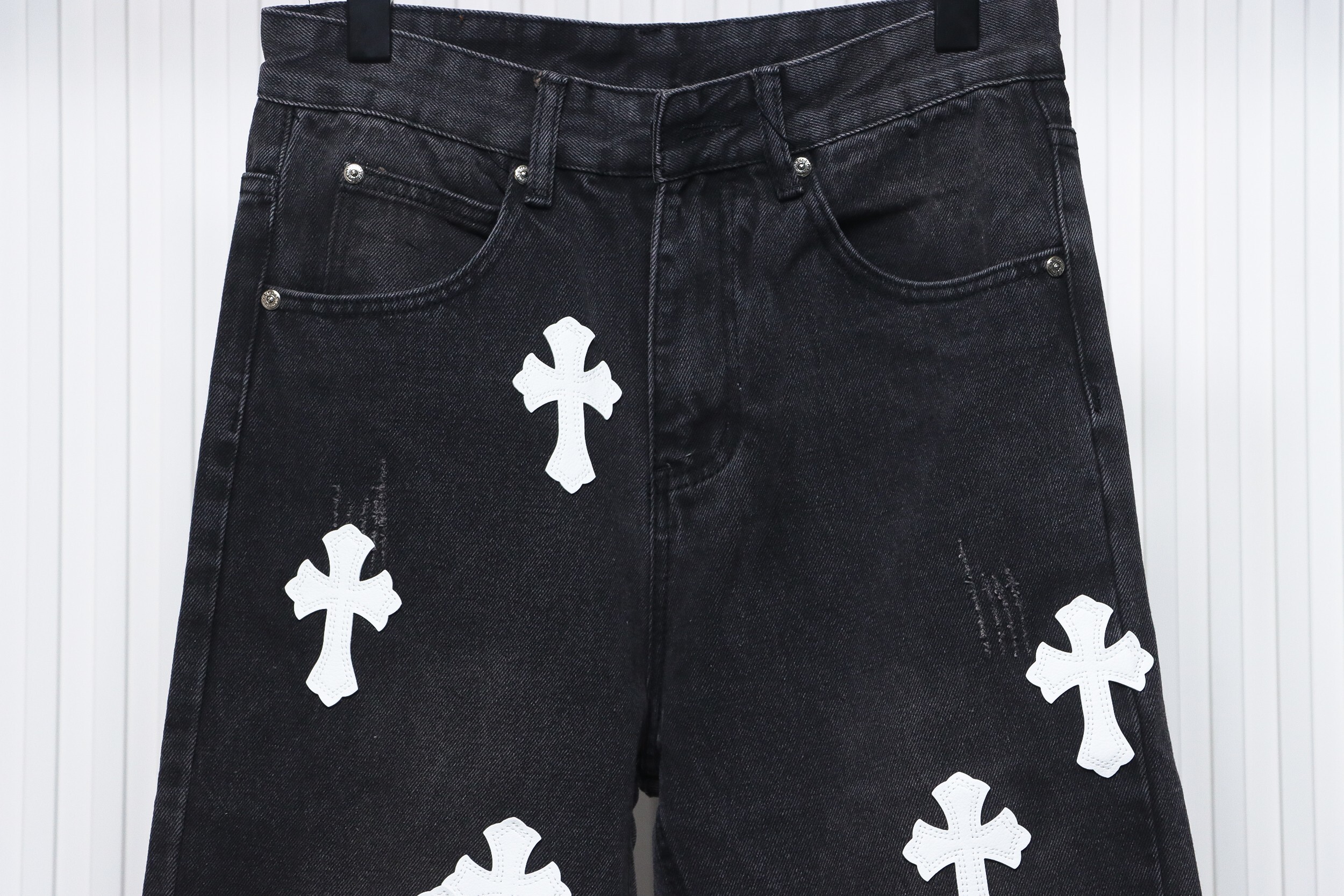 EM Sneakers Chrome Hearts Leather White Cross Jeans