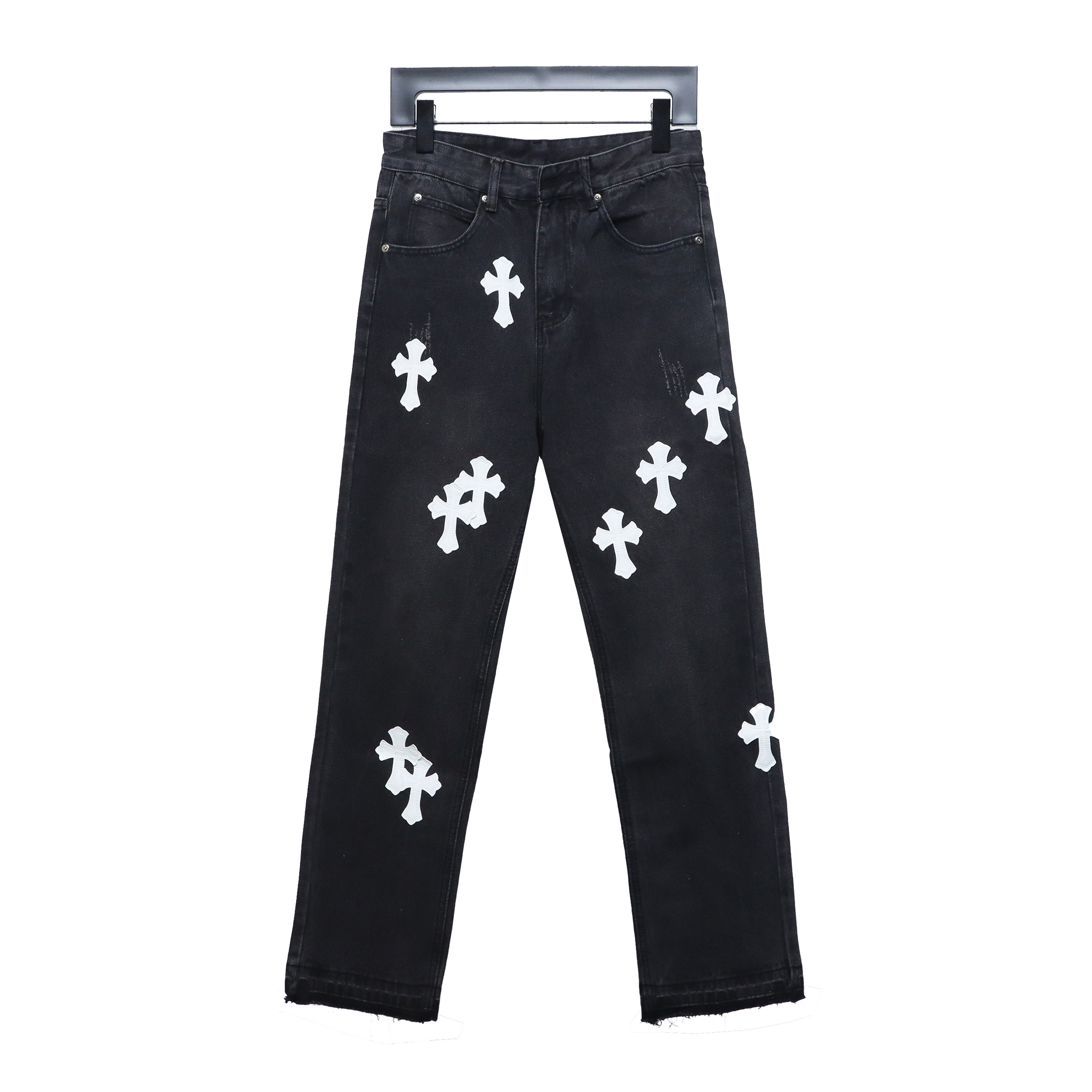 EM Sneakers Chrome Hearts Leather White Cross Jeans