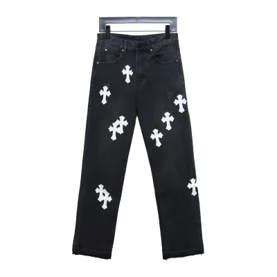 EM Sneakers Chrome Hearts Leather White Cross Jeans 01