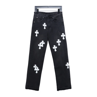 EM Sneakers Chrome Hearts Leather White Cross Jeans 01