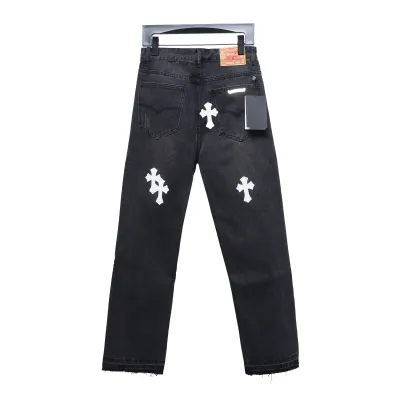 EM Sneakers Chrome Hearts Leather White Cross Jeans 02