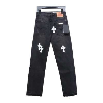 EM Sneakers Chrome Hearts Leather White Cross Jeans 02