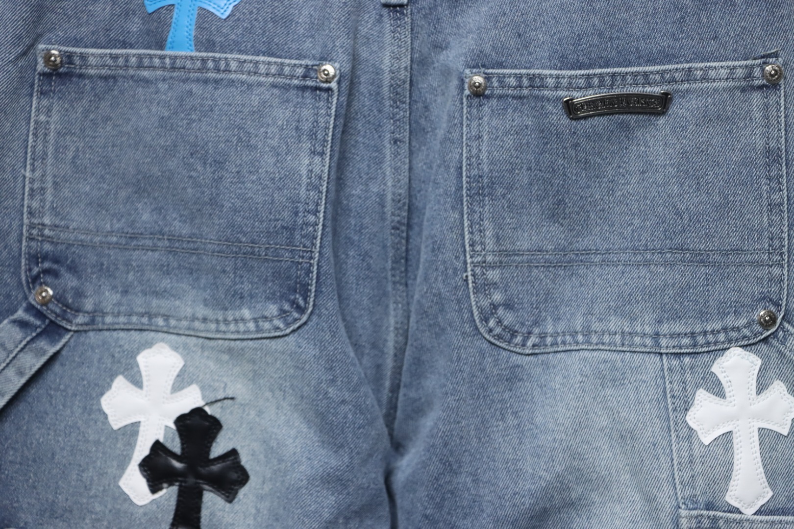 EM Sneakers Chrome Hearts Multicolor Laser Cross Leather Jeans Blue